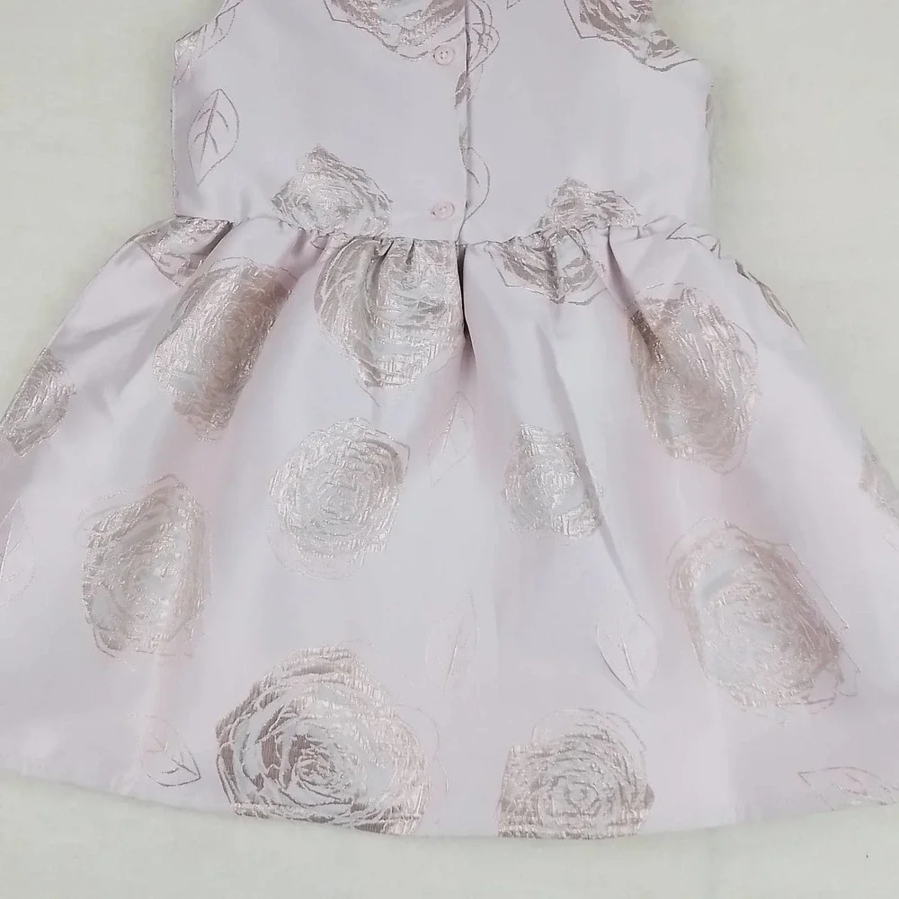 The Children's Place Midi Dress Size 4T in Pink w/ Gold Embroidered Floral Print